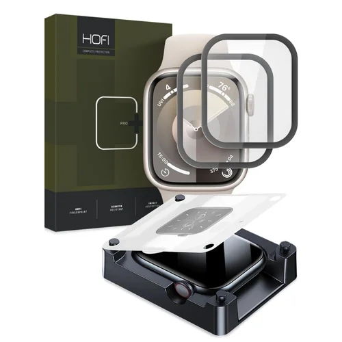 Apple Watch 7 / 8 / 9 (41 mm) okosóra üvegfólia - HOFI Glass Pro+ üvegfólia fekete (2db)