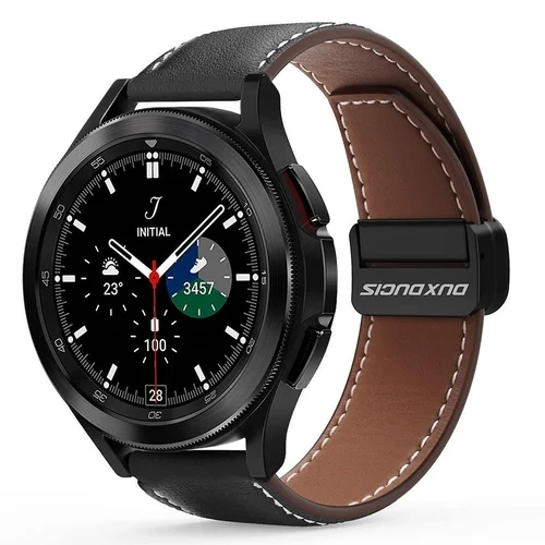 Samsung Galaxy Watch6 / Watch6 Classic okosóra szíj - Dux Ducis YA - fekete bőr szíj (20 mm)
