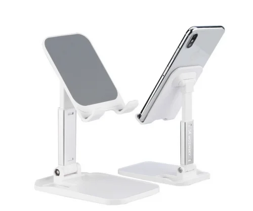 Wozinsky WFDPS-B1 - univerzális összehajtható asztali telefon- és tablettartó állvány, fehér, csúszásgátlóval