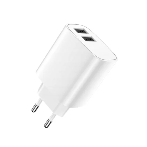 Forever hálózati töltő - 2xUSB porttal, hálózati töltő, fehér , 2,4A