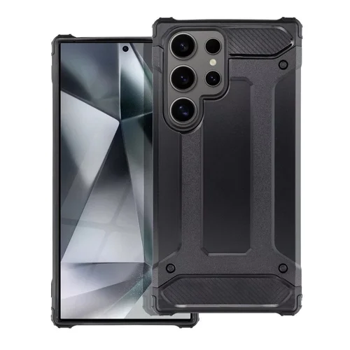 Samsung Galaxy S25 Ultra telefontok - Forcell Defender II - fekete ütésálló hátlap tok