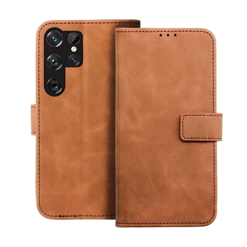 Samsung Galaxy S25 Ultra telefontok - Forcell Tender - barna ráhajtófüles könyvtok