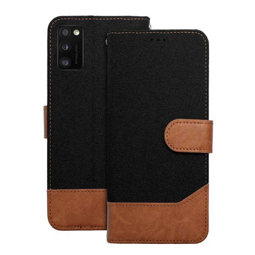 Samsung Galaxy A41 telefontok - Jeans - fekete/barna ráhajtófüles könyvtok