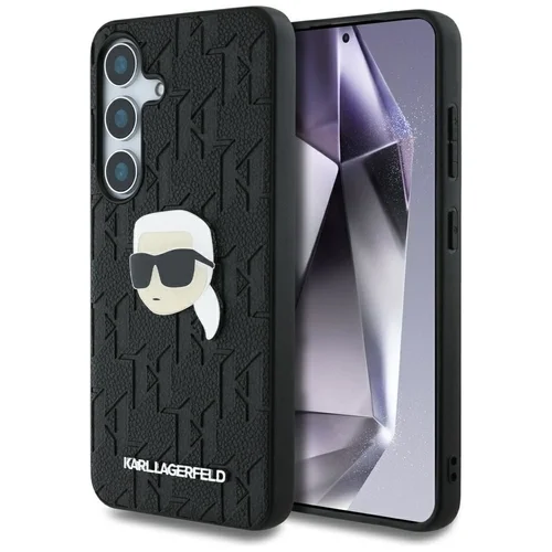 Samsung Galaxy S25+ (S25 Plus) telefontok - Karl Lagerfeld Monogram K. Head Pin - fekete hátlap tok