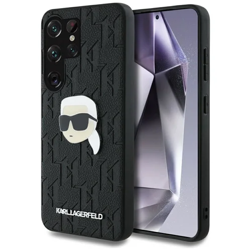 Samsung Galaxy S25 Ultra telefontok - Karl Lagerfeld Monogram K. Head Pin - fekete hátlap tok