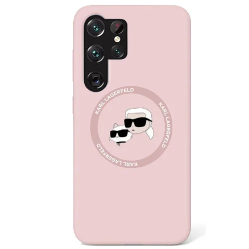 Samsung Galaxy S25 Ultra telefontok - Karl Lagerfeld és Choupette - pink MagSafe kompatibilis hátlap tok