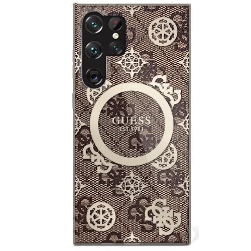 Samsung Galaxy S25 Ultra telefontok - Guess Peony on 4G - barna MagSafe kompatibilis hátlap tok