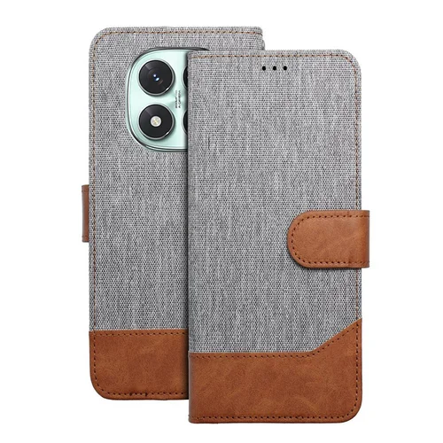 Xiaomi Redmi Note 14 Pro 5G telefontok - Jeans - szürke/barna ráhajtófüles könyvtok