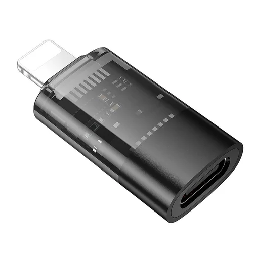Hoco UA36A adapter - Lightning / Type-C (USB-C) - OTG adapter, átlátszó/fekete ﻿