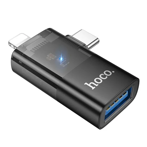 Hoco UA36E adapter - Lightning / Type-C (USB-C) / USB - OTG adapter, fekete