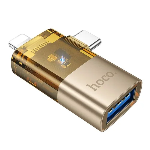 Hoco UA36E adapter - Lightning / Type-C (USB-C) / USB - OTG adapter, arany