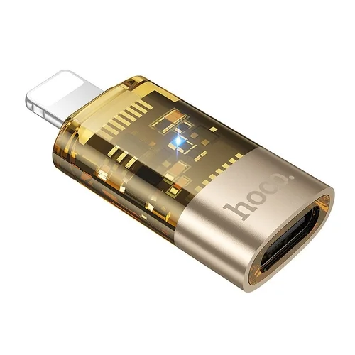 Hoco UA36A adapter - Lightning / Type-C (USB-C) - OTG adapter, átlátszó/arany ﻿