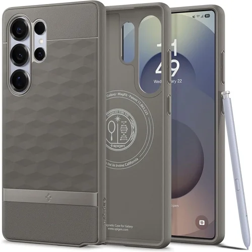 Telefontok Samsung Galaxy S25 Ultra - SPIGEN Parallax - MagSafe kompatibilis, szürke szilikon hátlap tok