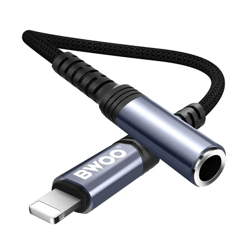 BWOO BZ48 adapter - Lightning / AUX (3,5mm) - audio adapter, fekete
