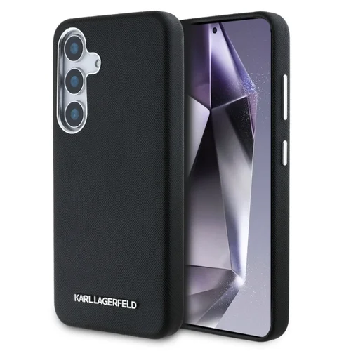 Samsung Galaxy S25 telefontok - Karl Lagerfeld Saffiano Metal Logo - fekete hátlap tok ﻿