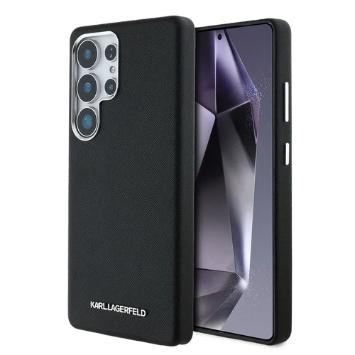 Samsung Galaxy S25 Ultra telefontok - Karl Lagerfeld Saffiano Metal Logo - fekete hátlap tok