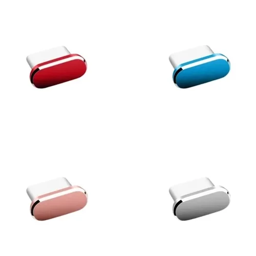 Porvédő kupak - Type-C (USB-C) csatlakozóba - piros/kék/pink/ezüst, műanyag (4db)