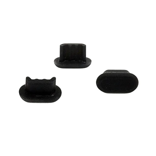 Porvédő dugó - Lightning csatlakozóba - fekete, szilikon (3 db)