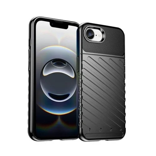 Telefontok iPhone 16e - Thunder fekete ütésálló szilikon hátlap tok
