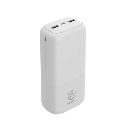 Powerbank: Rebeltec P30 - 2XUSB / Type-C (USB-C) 30000 mAh, fehér powerbank, LED kijelzővel