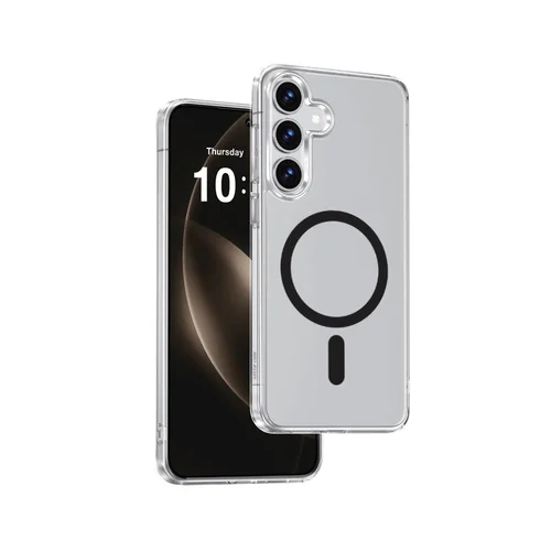 Samsung Galaxy A56 5G telefontok - Drop Glue - MagSafe kompatibilis átlátszó/fekete hátlap tok