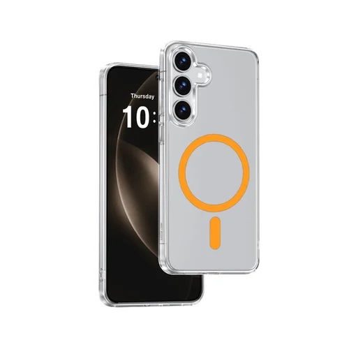 Samsung Galaxy A56 5G telefontok - Drop Glue - MagSafe kompatibilis átlátszó/narancssárga hátlap tok