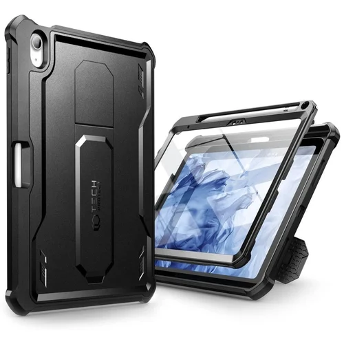 Tablettok iPad 2025 11 coll (iPad 11) - Tech-Protect Kevlar Pro - átlátszó előlap + plexi fekete hátlapi 360°-os tok, kitámasztható, ceruzatartóval