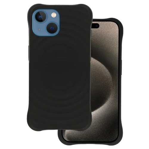 iPhone 15 telefontok - Pastel Wave - MagSafe kompatibilis fekete szilikon hátlap tok