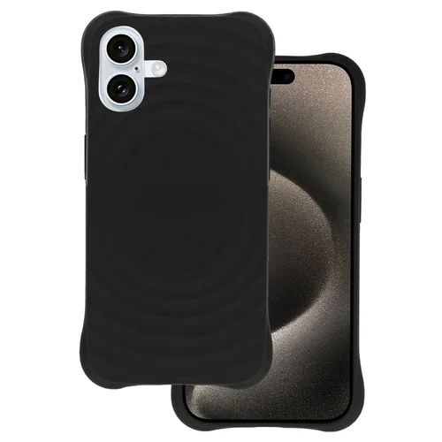 iPhone 16 telefontok - Pastel Wave - MagSafe kompatibilis fekete szilikon hátlap tok