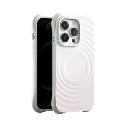 iPhone 15 Pro telefontok - Pastel Wave - MagSafe kompatibilis fehér szilikon hátlap tok