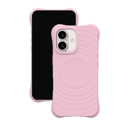 iPhone 16 telefontok - Pastel Wave - MagSafe kompatibilis pink szilikon hátlap tok