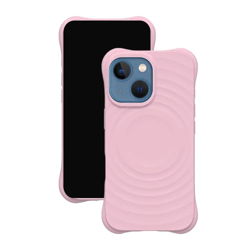 iPhone 15 telefontok - Pastel Wave - MagSafe kompatibilis pink szilikon hátlap tok