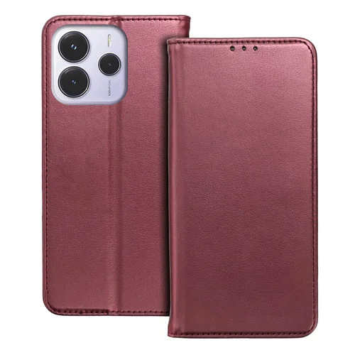 Xiaomi Redmi Note 14 4G / LTE telefontok - Smart Magnetic burgundy szilikon keretes mágneses könyvtok