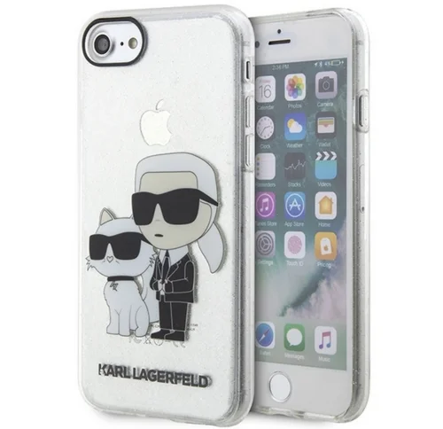 Telefontok iPhone 7 - Karl Lagerfeld Glitter Karl&Choupette átlátszó csillámos hátlap tok