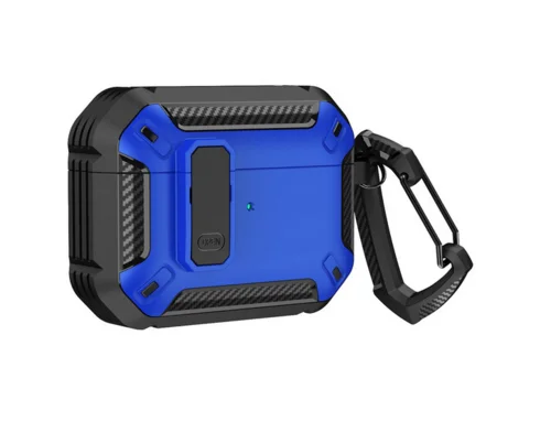 Airpods 4 tok: kék ütésálló AirPods 4 tok karabinerrel