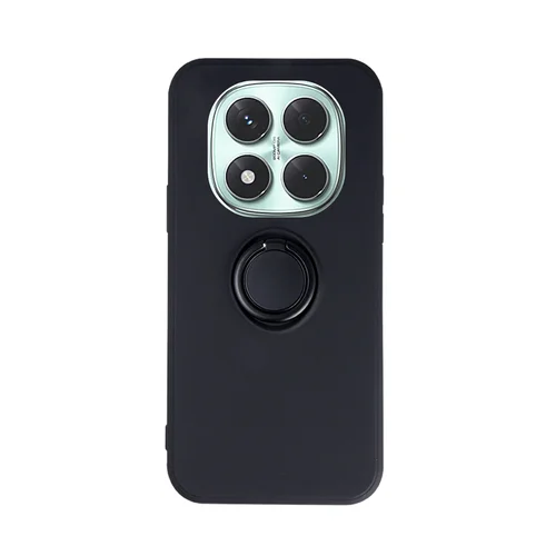 Xiaomi Redmi Note 14 Pro 4G / LTE telefontok - Forcell Silicone Ring - fekete hátlap tok kitámasztóval