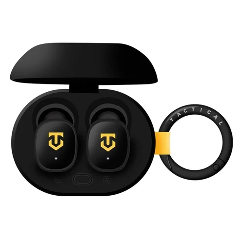 Tactical StrikePods Bug Headset - fekete vezeték nélküli stereo headset, töltőtokkal