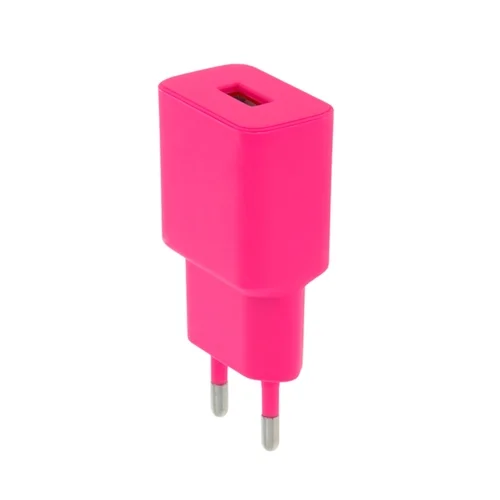 Setty töltő - USB-s, hotpink hálózati töltő fej, 2,4 A ﻿