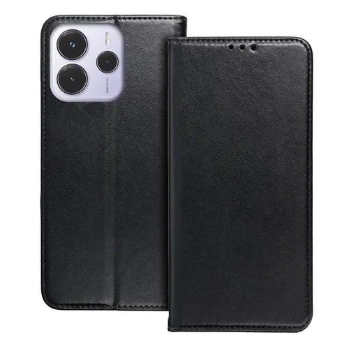 Telefontok Xiaomi Redmi Note 14 5G - Smart Magnetic fekete szilikon keretes mágneses könyvtok