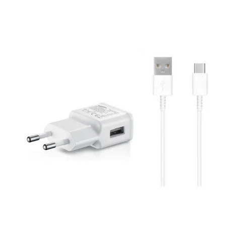 Töltő Samsung EP-TA200EWE 2A fehér gyári hálózati töltőfej + EP-DG970BWE USB / Type-C (USB-C) fehér kábel, 1,5 m