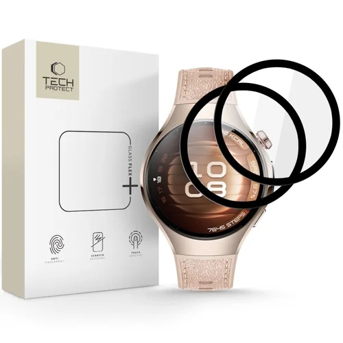 Huawei Watch 5 (46 mm) - okosóra flexi üvegfólia fekete kerettel (2db)