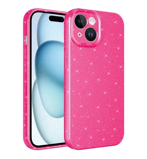 iPhone 13 mini telefontok - Larte shiny - neon pink csillámos hátlap tok