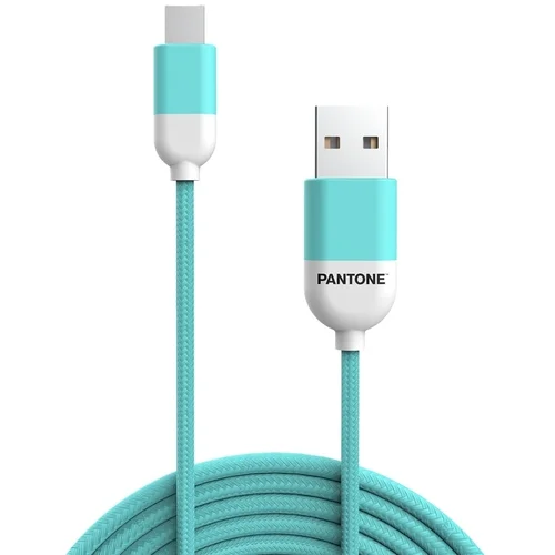 PANTONE MC001-5 kábel - USB / MicroUSB zöld szövetkábel, 2,4A, 1,5m