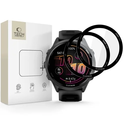 Garmin Forerunner 970 / 570 (47 MM) - okosóra flexi üvegfólia fekete kerettel (2db)