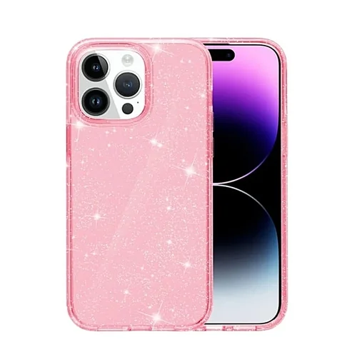 iPhone 15 Pro Max telefontok - Larte shiny - pink csillámos hátlap tok