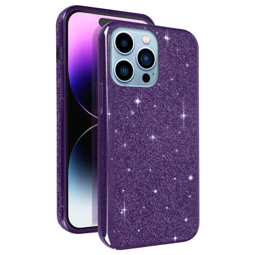 iPhone 13 Pro telefontok - Larte shiny - lila csillámos hátlap tok