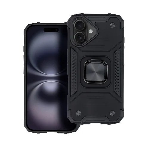 iPhone 17 telefontok - Nitro Ring Armor - fekete gyűrűs, kitámasztható, ütésálló műanyag hátlaptok ﻿
