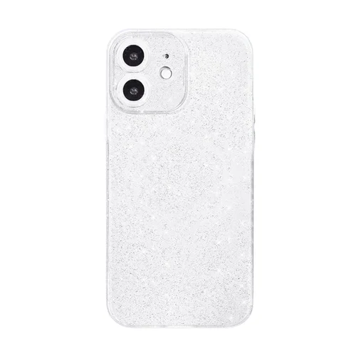 iPhone 12 telefontok - Larte shiny - fehér csillámos hátlap tok 