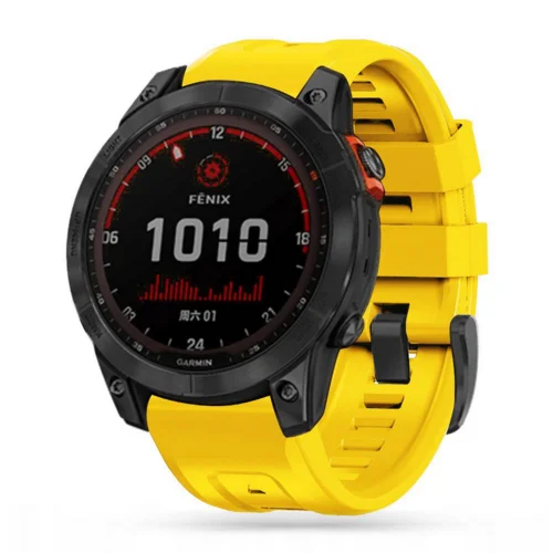 Okosóra szilikon szíj - GARMIN FENIX 5 / 6 / 6 PRO / 7 - TECH-PROTECT Iconband sárga szilikon szíj