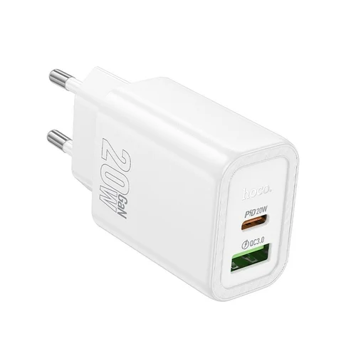 Hoco N61 - USB / Type-C (USB-C) portos fehér hálózati gyors töltőfej, 20W